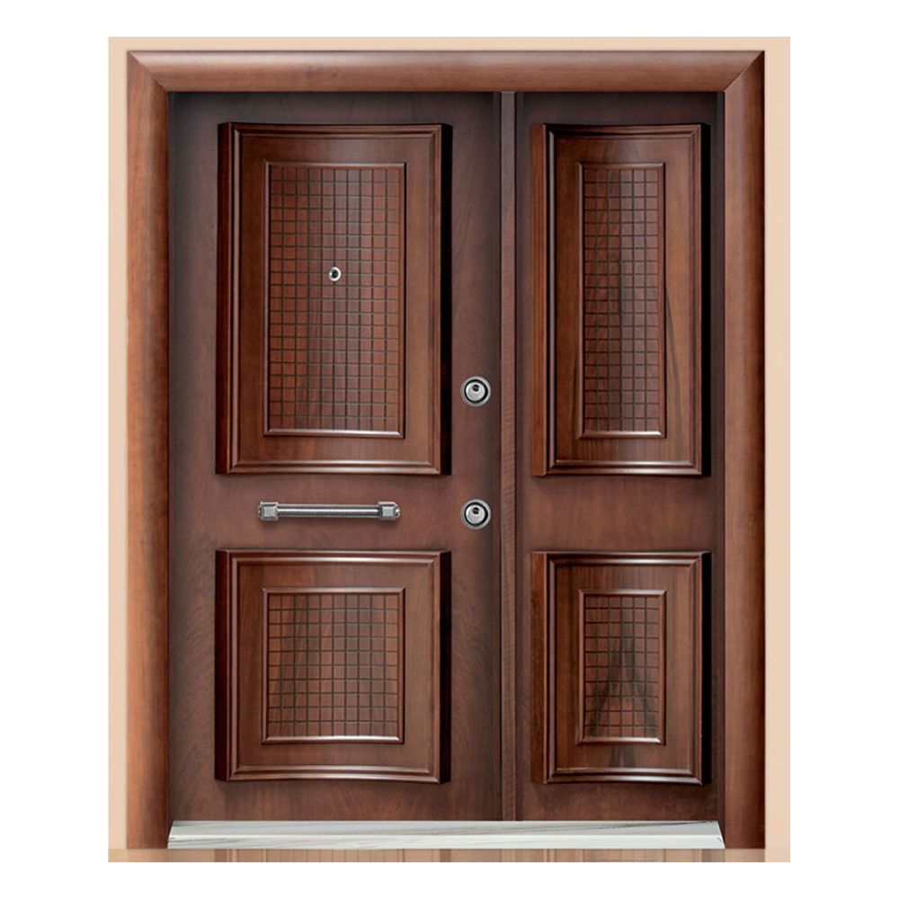 Ahşap Desenli Çift Kanat Bina Giriş Kapısı - Şıklık ve Güvenlik BGK001