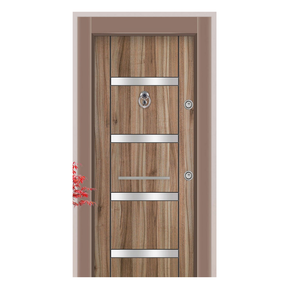 Isparta Ceviz Laminoks Çelik Kapı - Modern ve Güvenli Tasarım 200C