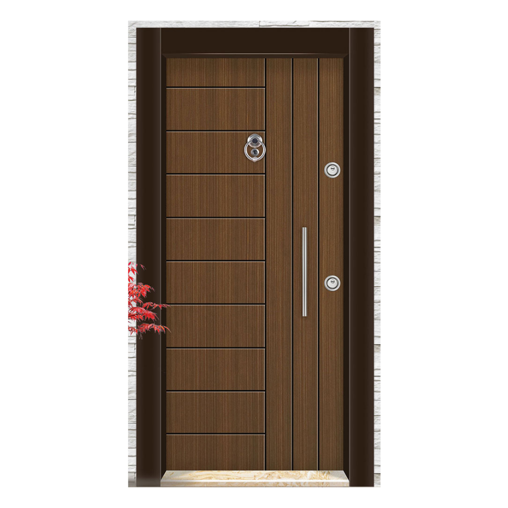 Koyu Ceviz Alpi Çelik Kapı - Rustikli ve Güvenli Tasarım 303AC