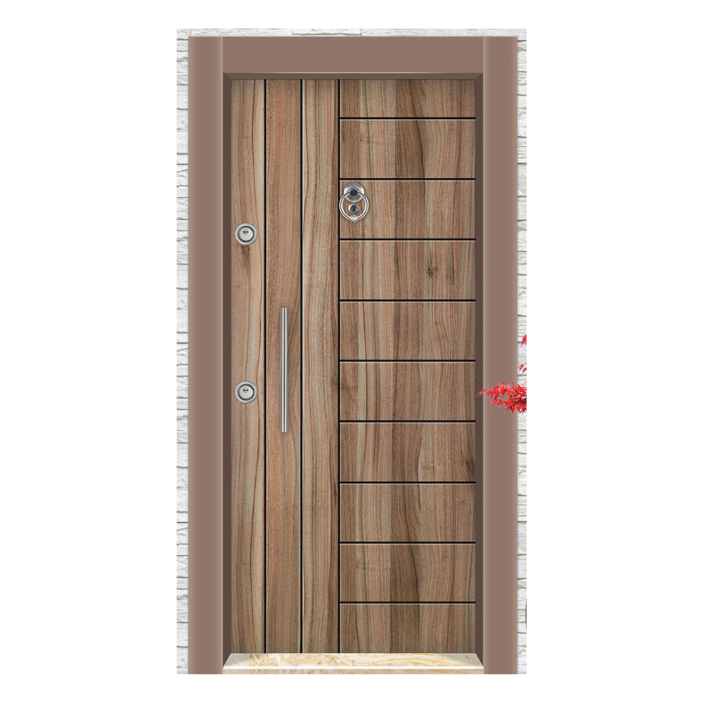 Isparta Ceviz Rustikli Çelik Kapı - Sütlü Kahve Şıklığı 303C