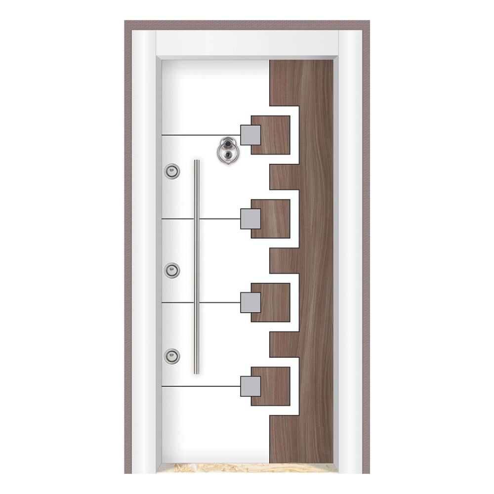Beyaz ve Tanganika Laminant Çelik Kapı - Modern ve Güvenli Tasarım 501