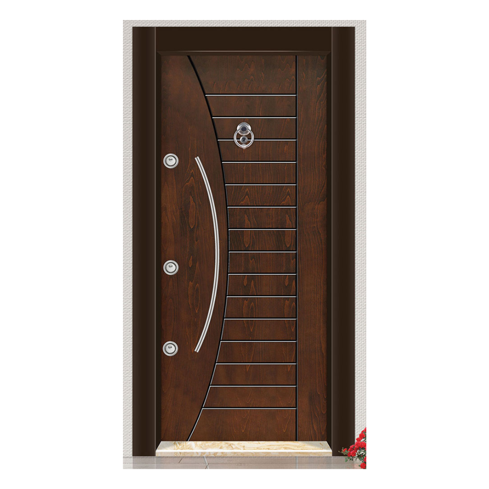 Koyu Ceviz Rustikli Çelik Kapı - Hilal Tasarım ve Güvenlik 502