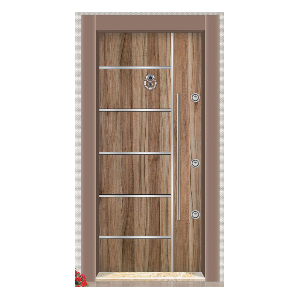 Isparta Ceviz Sütlü Kahve Çelik Kapı - Modern ve Güvenli Tasarım 503