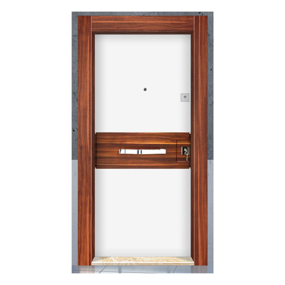 Elma Kabartma ve Highgloss Beyaz Çelik Kapı - Modern ve Güvenli Tasarım 804